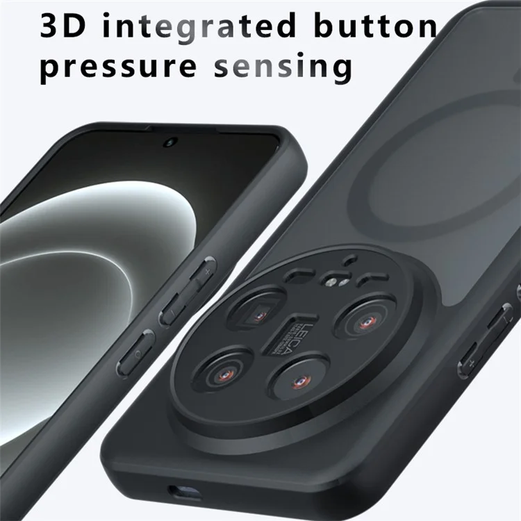 For Xiaomi 14 Ultra Magnetic Case TPU+PC Matte Anti-Drop Phone Cover - Transparent Black