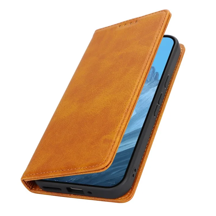 Per Google Pixel 9 / Pixel 9 Pro Case PU Leather Wallet Magnetic Closing Phone Cover - Marrone Chiaro