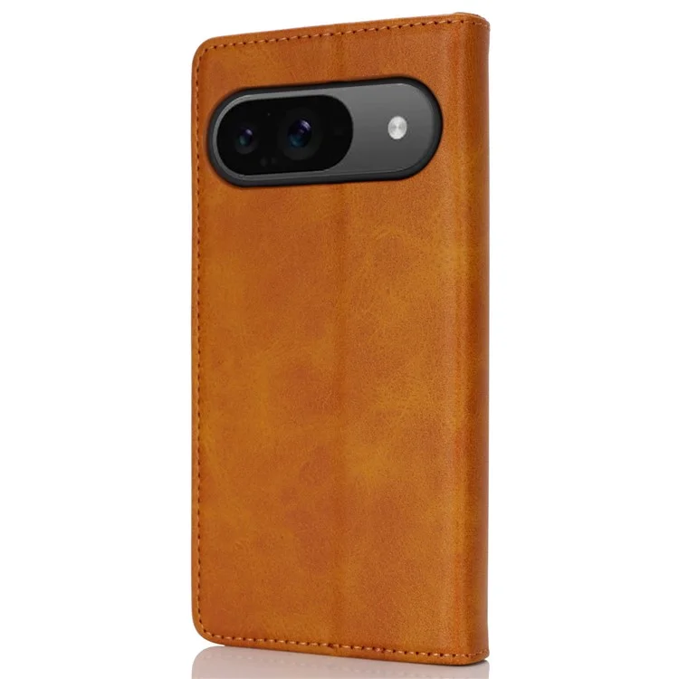 Per Google Pixel 9 / Pixel 9 Pro Case PU Leather Wallet Magnetic Closing Phone Cover - Marrone Chiaro
