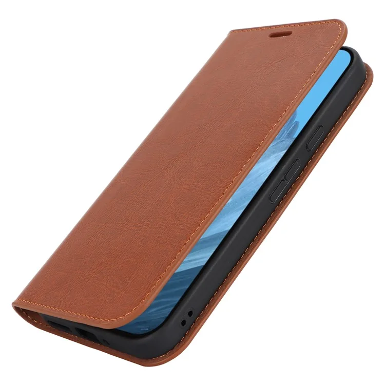 Pour Google Pixel 9 / 9 Pro Case Crazy Horse Texture Split Leather Wallet Phone Cover - Light Brown
