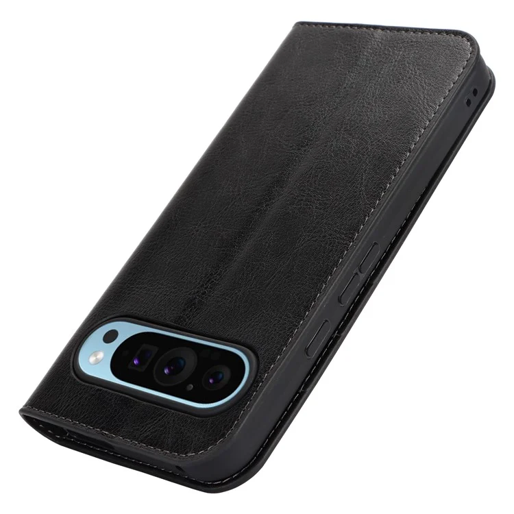 Para funda Google Pixel 9 Pro XL Crazy Horse Texture Split Leather Wallet Phone Cover - Negro