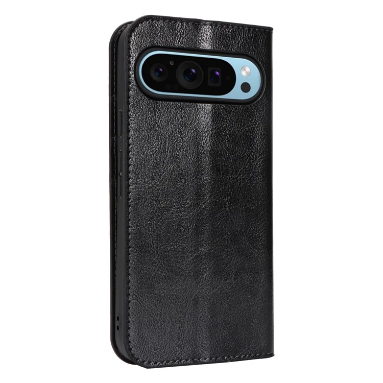 Para funda Google Pixel 9 Pro XL Crazy Horse Texture Split Leather Wallet Phone Cover - Negro