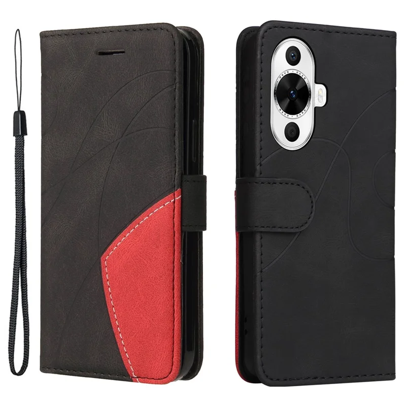 Serie de cuero KT-1 para Huawei nova 12s 4G / nova 11 / nova 12 Lite 4G Funda Estuche para teléfono de cuero de color dual - Negro