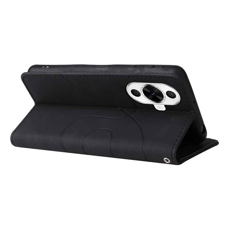 Serie de cuero KT-1 para Huawei nova 12s 4G / nova 11 / nova 12 Lite 4G Funda Estuche para teléfono de cuero de color dual - Negro
