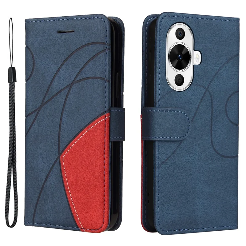 KT Leather Series-1 Para Huawei nova 12s 4G / nova 11 / nova 12 Lite 4G Capa de Telefone de Couro de Duas Cores - Azul