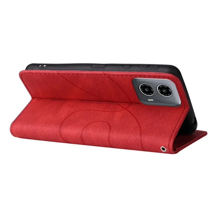 For Motorola Moto G45 5G / G34 5G Leather Case Wallet Stand Color Splicing Phone Cover - Red
