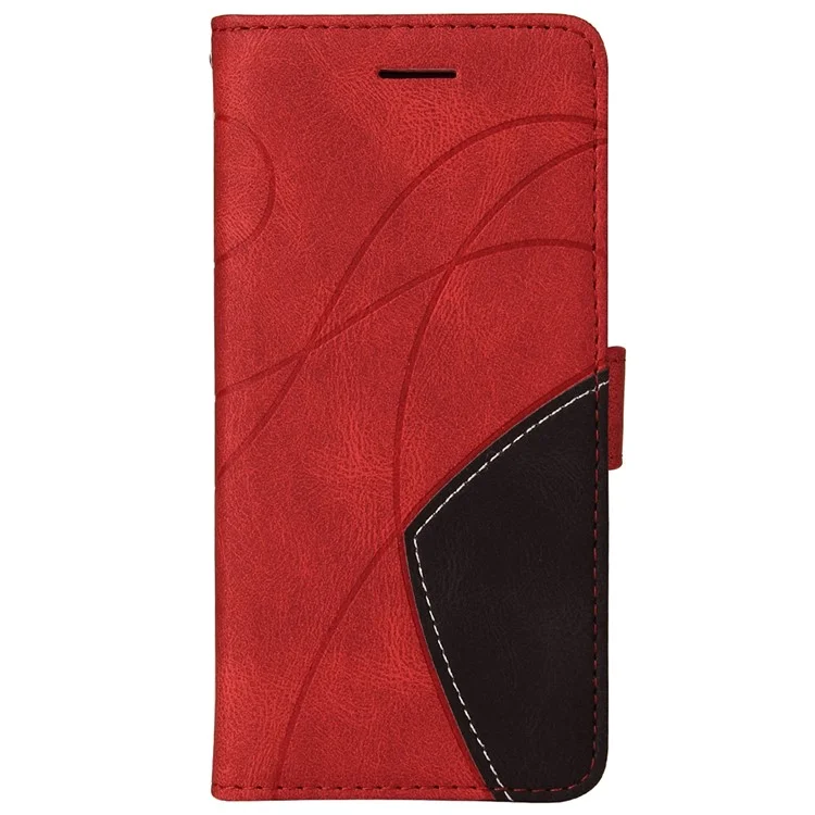 For Motorola Moto G45 5G / G34 5G Leather Case Wallet Stand Color Splicing Phone Cover - Red