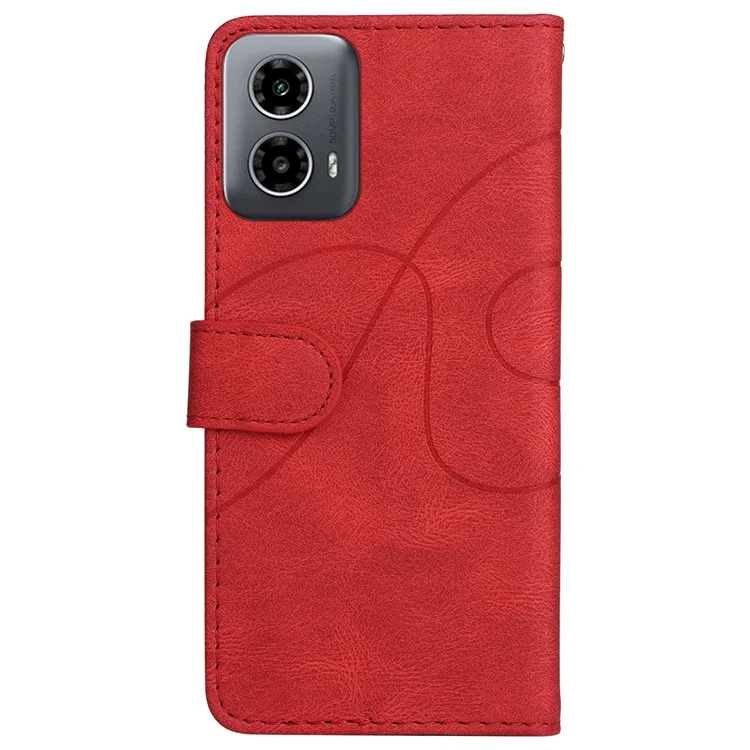 For Motorola Moto G45 5G / G34 5G Leather Case Wallet Stand Color Splicing Phone Cover - Red