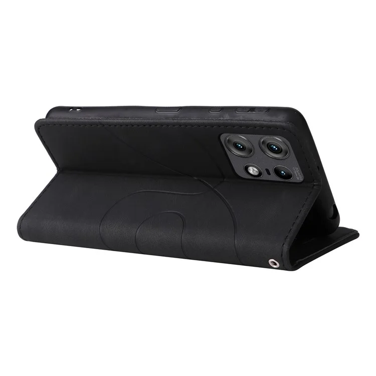 KT Leather Series-1 para Motorola Edge 50 Pro 5G Funda Cartera Funda de Piel Cubierta de Teléfono Color Splicing - Negro