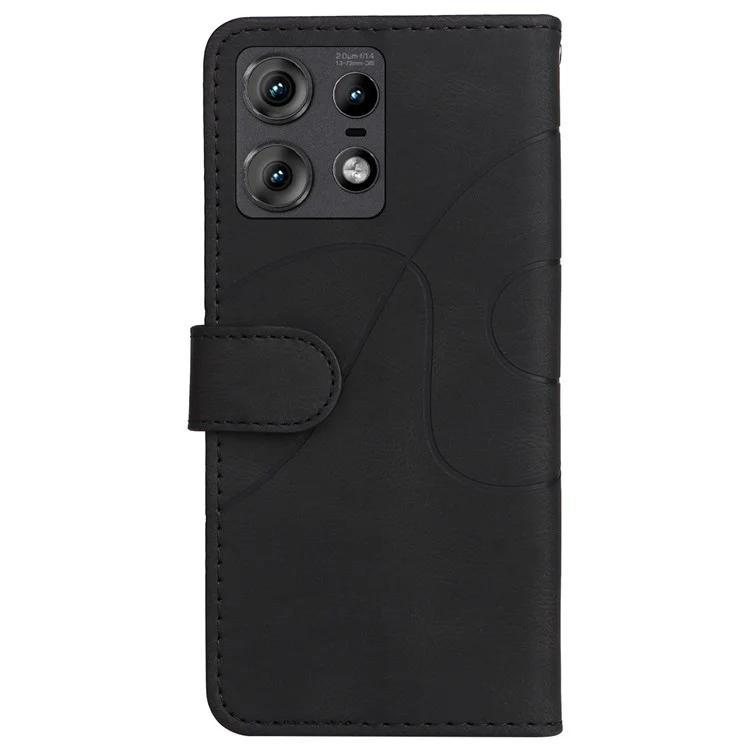 KT Leather Series-1 para Motorola Edge 50 Pro 5G Funda Cartera Funda de Piel Cubierta de Teléfono Color Splicing - Negro