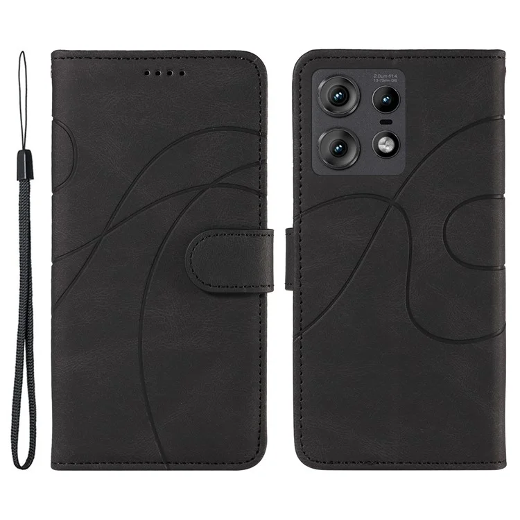 Para Motorola Edge 50 Pro 5G Capa Flip PU Leather Capa de Telefone com Linha Curva - Preto