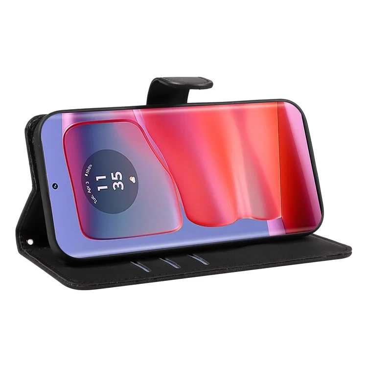 Para Motorola Edge 50 Pro 5G Capa Flip PU Leather Capa de Telefone com Linha Curva - Preto