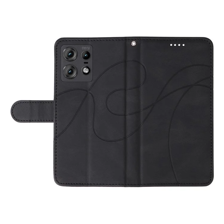 Para Motorola Edge 50 Pro 5G Capa Flip PU Leather Capa de Telefone com Linha Curva - Preto