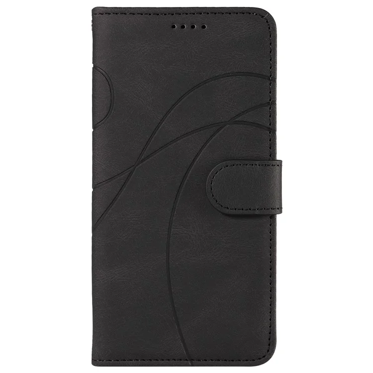 Para Motorola Edge 50 Pro 5G Capa Flip PU Leather Capa de Telefone com Linha Curva - Preto