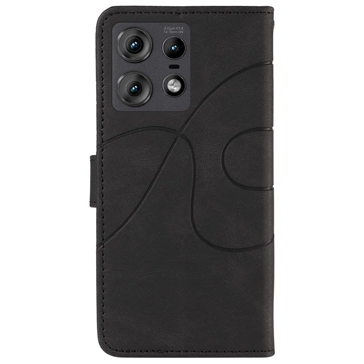 Para Motorola Edge 50 Pro 5G Capa Flip PU Leather Capa de Telefone com Linha Curva - Preto