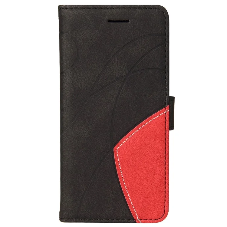 For iPhone 16 Pro Max Leather Case Wallet Stand Color Splicing Phone Cover - Black