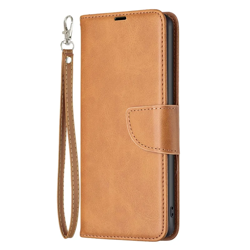 For iPhone 16 Pro Case Folding Stand Anti-Fall Leather Mobile Phone Cover with Hand Strap - Yellow