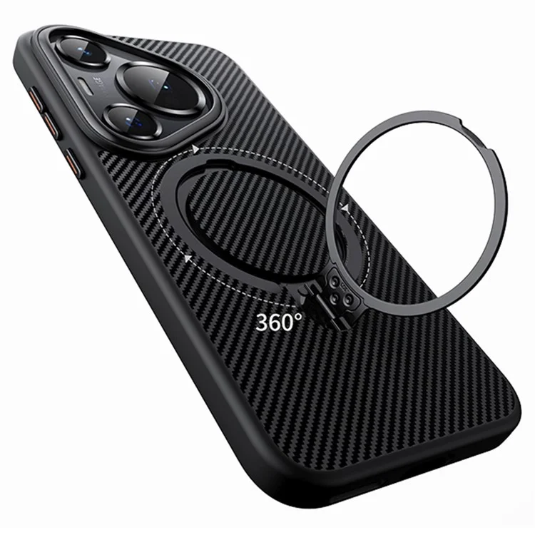 For Huawei Pura 70 Pro / Pura 70 Pro+ Case Carbon Fiber Texture PC+TPU Phone Cover With Magnetic Stand - Black
