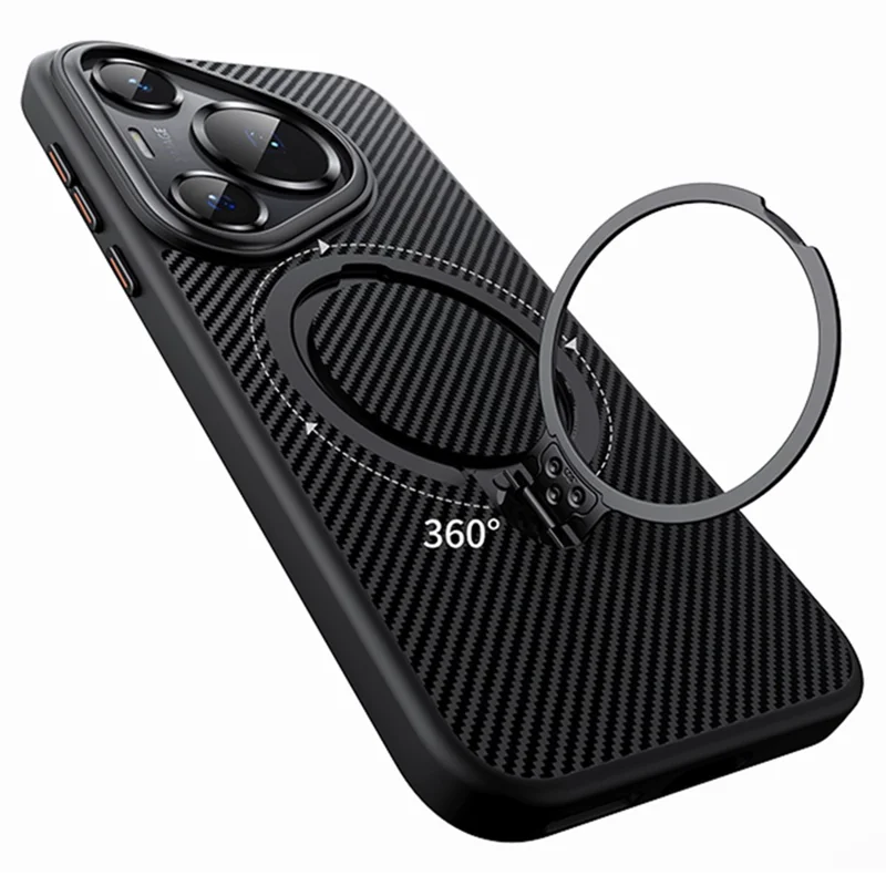 Para Huawei Pura 70 Pro / Pura 70 Pro+ Case Textura de Fibra de Carbono PC+TPU Capa de Telefone com Suporte Magnético - Prata