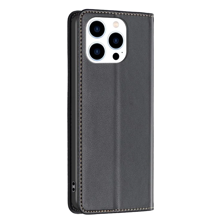 BINFEN COLOR BF18 For iPhone 16 Pro Max Case Magnetic Closing Leather Phone Cover -  Black