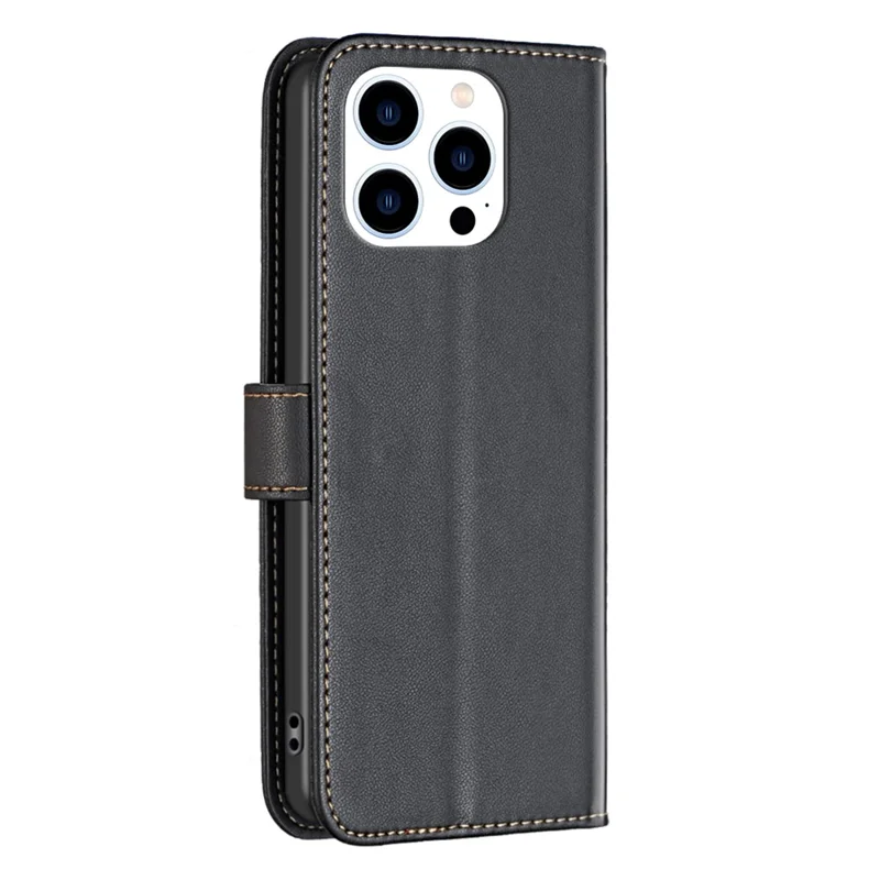 BINFEN COLOR BF17 Pour iPhone 16 Pro Max Case Flip Leather Wallet Phone Cover - Noir