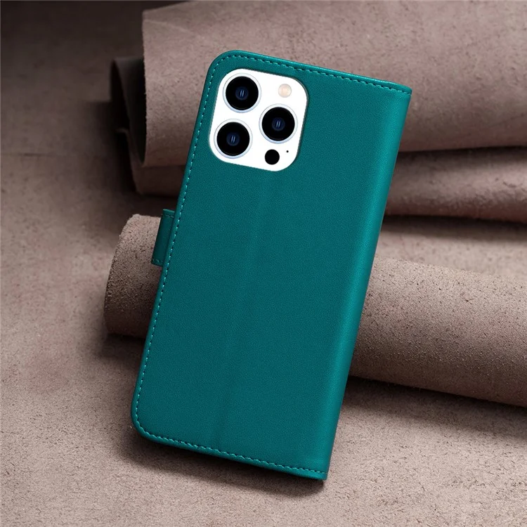 BINFEN COLOR BF17 For iPhone 16 Pro Max Case Flip Leather Wallet Phone Cover - Green