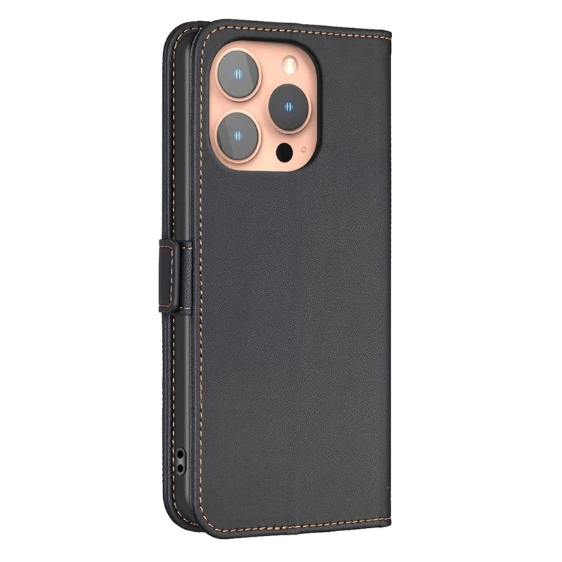 BINFEN COLOR BF31 Per iPhone 16 Pro Max Case Dual Magnetic Clasp PU Leather Phone Cover - Nero