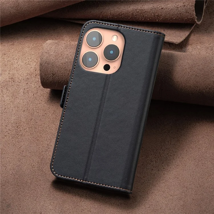 BINFEN COLOR BF31 Per iPhone 16 Pro Max Case Dual Magnetic Clasp PU Leather Phone Cover - Nero
