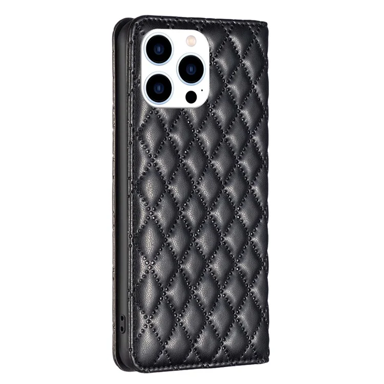 BINFEN COLOR BF Style-16 For iPhone 16 Pro Max Case PU Leather Phone Cover with Card Slots -  Black