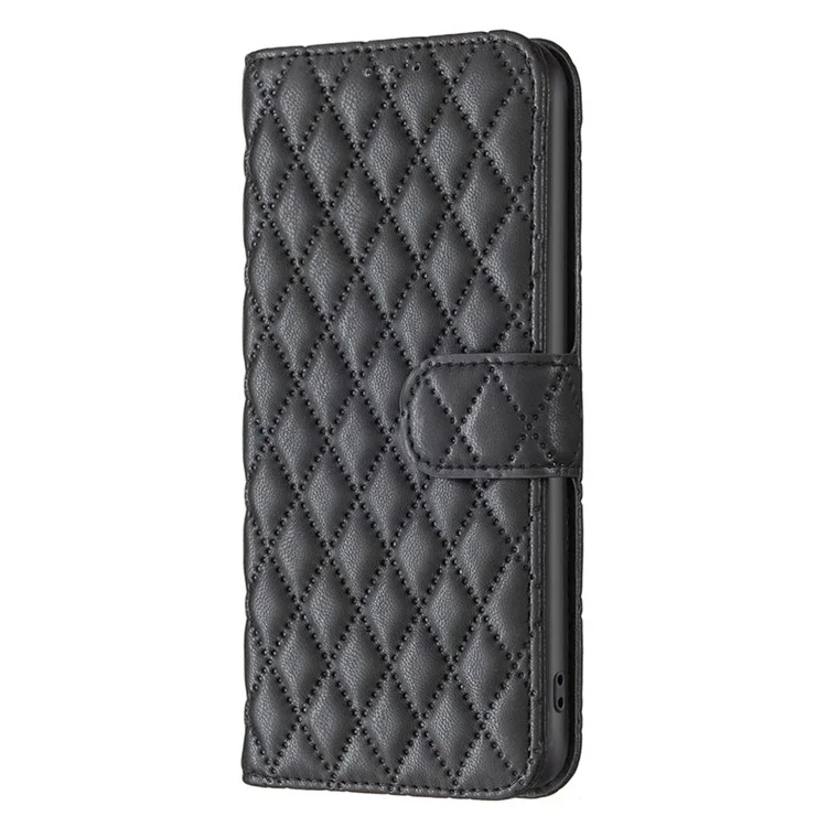 BINFEN COLOR BF Style-14 Capa para iPhone 16 Pro Max Capa de couro Bolso para cartão e dinheiro - Preto