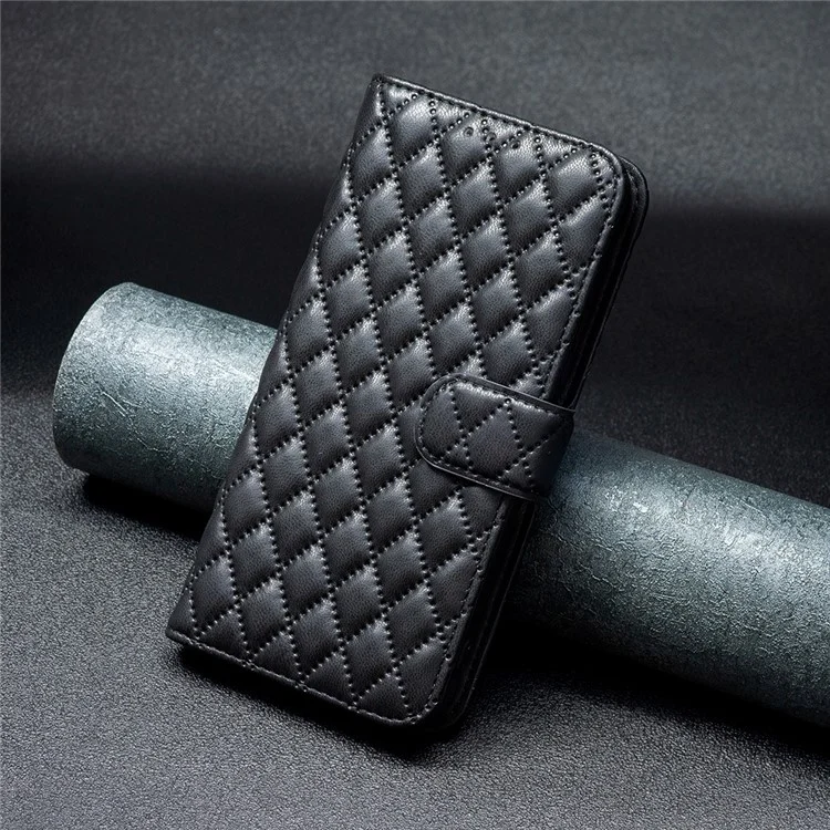 BINFEN COLOR BF Style-14 Capa para iPhone 16 Pro Max Capa de couro Bolso para cartão e dinheiro - Preto