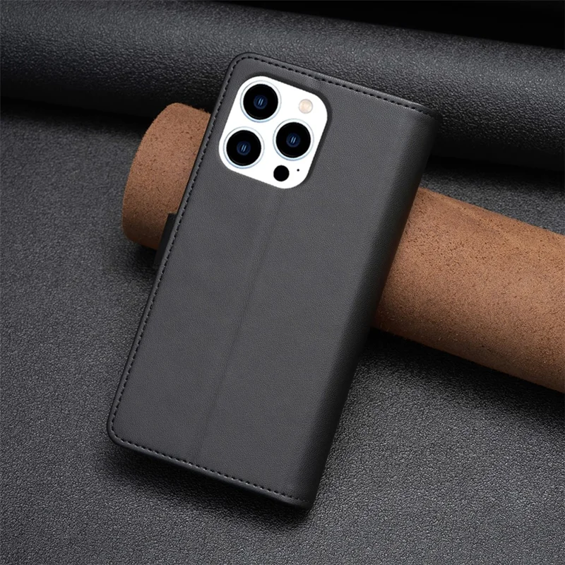 BF Style-19 for iPhone 16 Pro Max Case PU Leather Zipper Wallet Flip Phone Cover - Black