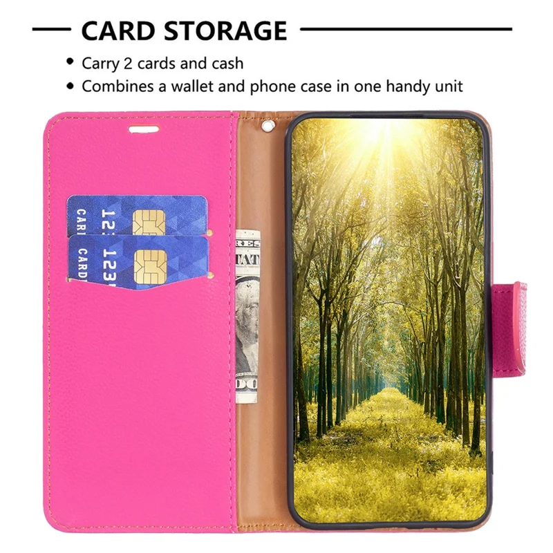 For iPhone 16 Pro Max Wallet Case with Wrist Strap Litchi Texture Leather Phone Stand Cover - Rose