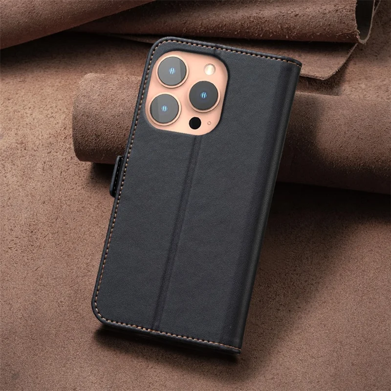 BINFEN COLOR BF31 для iPhone 16 Pro Case PU Leather Wallet Mobile Phone Cover - Черный