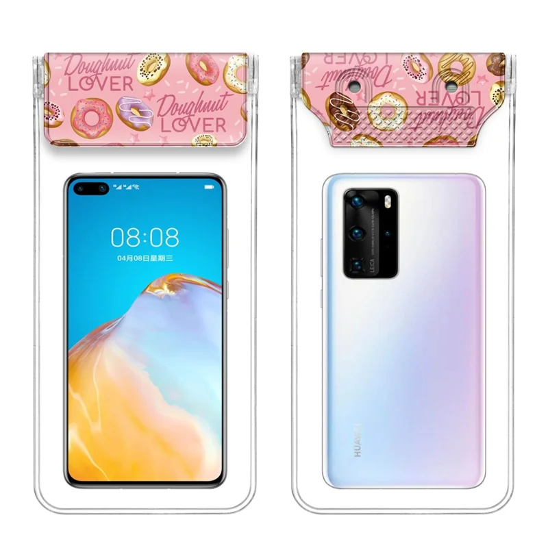 3-Layer Sealed Waterproof Bag for Under 7.2-inches Mobile Phone Beach Pool Dry Bag with Lanyard - Donut