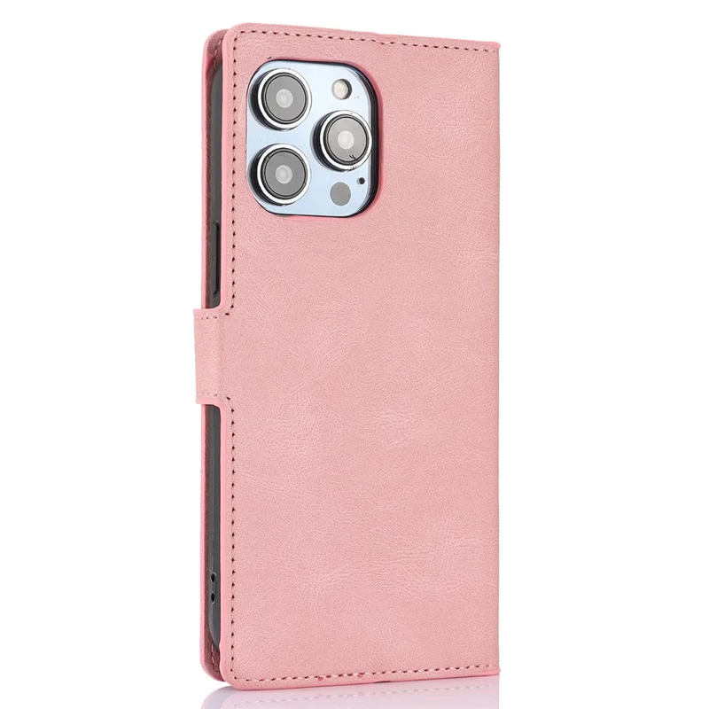 For iPhone 16 Case PU Leather Phone Cover Card Holder Magnetic Clasp Protective - Pink
