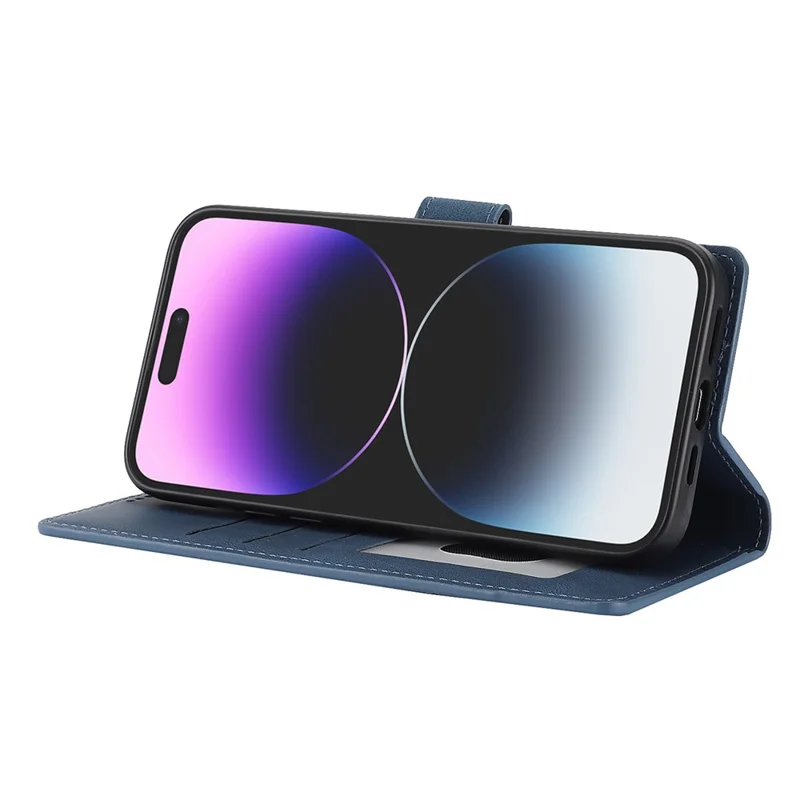 For iPhone 16 Plus Case PU Leather Wallet Phone Cover with Hand Strap - Blue