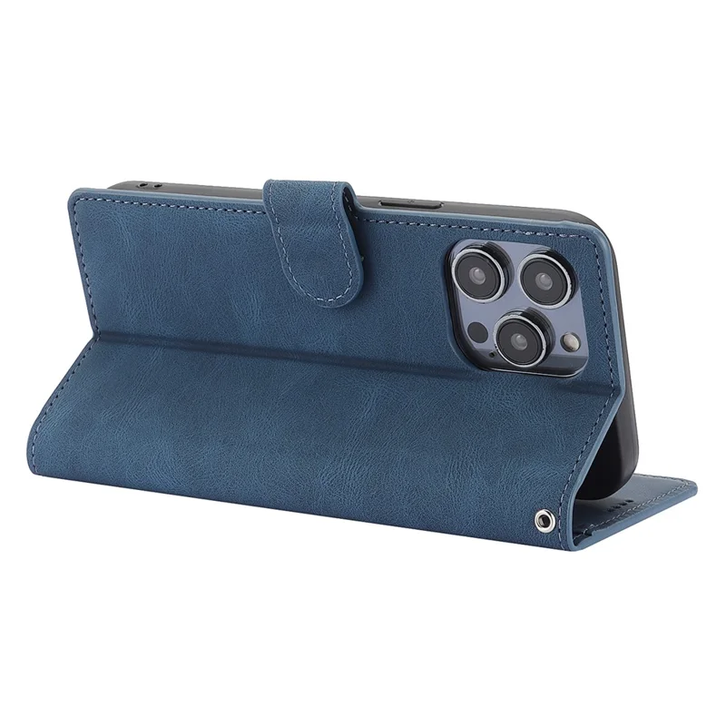 For iPhone 16 Plus Case PU Leather Wallet Phone Cover with Hand Strap - Blue