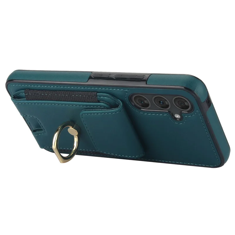 For Samsung Galaxy A54 5G Case Anit-Fall Kickstand Leather + TPU Phone Cover - Green
