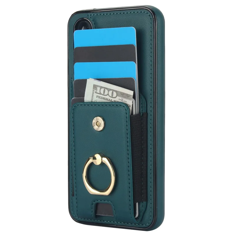 For Samsung Galaxy A54 5G Case Anit-Fall Kickstand Leather + TPU Phone Cover - Green