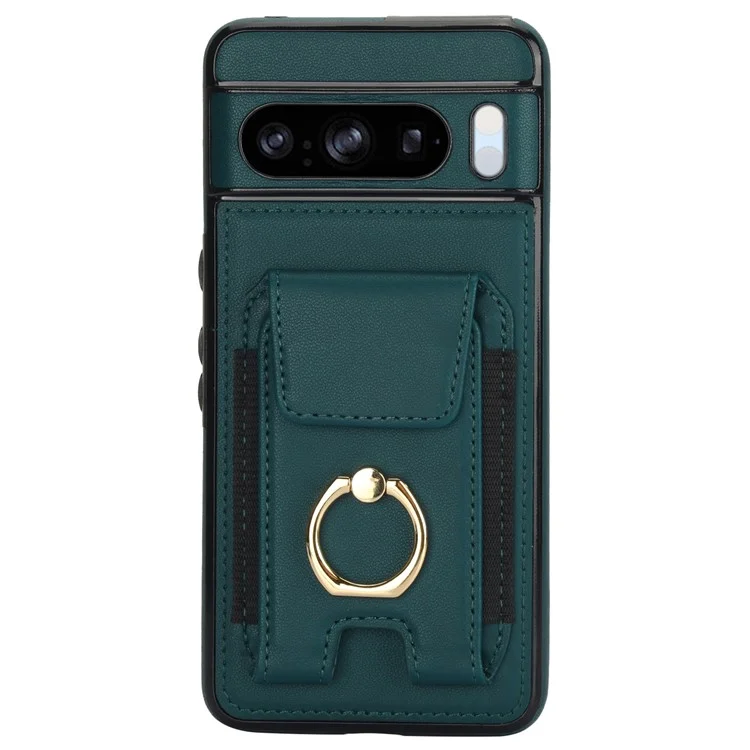 Чехол для Google Pixel 8 Pro, противоударный, с подставкой, из кожи и ТПУ, зеленый