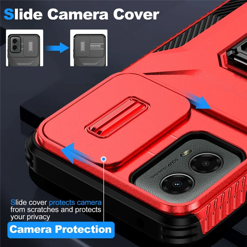 Para Motorola Moto G Play 5G (2024) / G 5G (2024) Funda con soporte Protección de grado militar Cubierta de teléfono PC+TPU - Rojo
