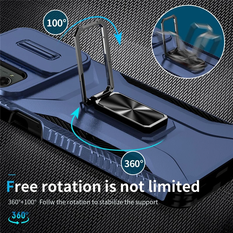 Per Motorola Moto G Play 5G (2024) / G 5G (2024) Custodia Supporto Cavalletto PC+TPU Copertura Telefono Grado Militare Protezione Obiettivo - Blu