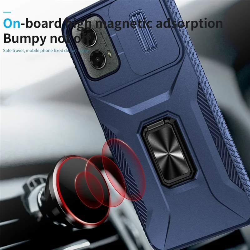 Per Motorola Moto G Play 5G (2024) / G 5G (2024) Custodia Supporto Cavalletto PC+TPU Copertura Telefono Grado Militare Protezione Obiettivo - Blu