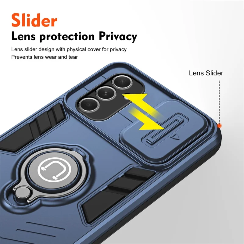 For Samsung Galaxy A54 5G Case Slide Lens Cover Kickstand Phone Protector - Blue