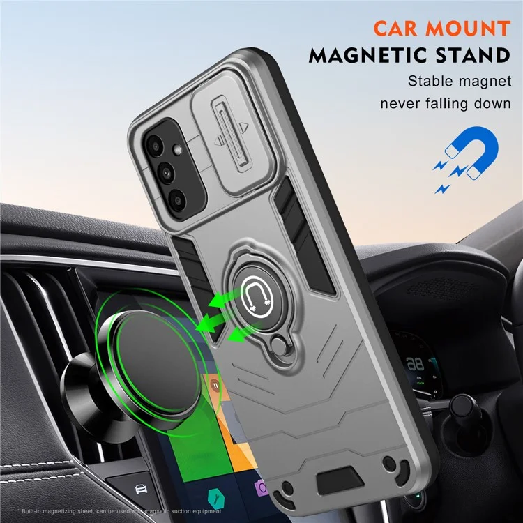 Per Samsung Galaxy A15 4G / A15 5G / F15 5G / M15 5G Custodia Telefonica con Supporto Scorrevole Obiettivo - Grigio