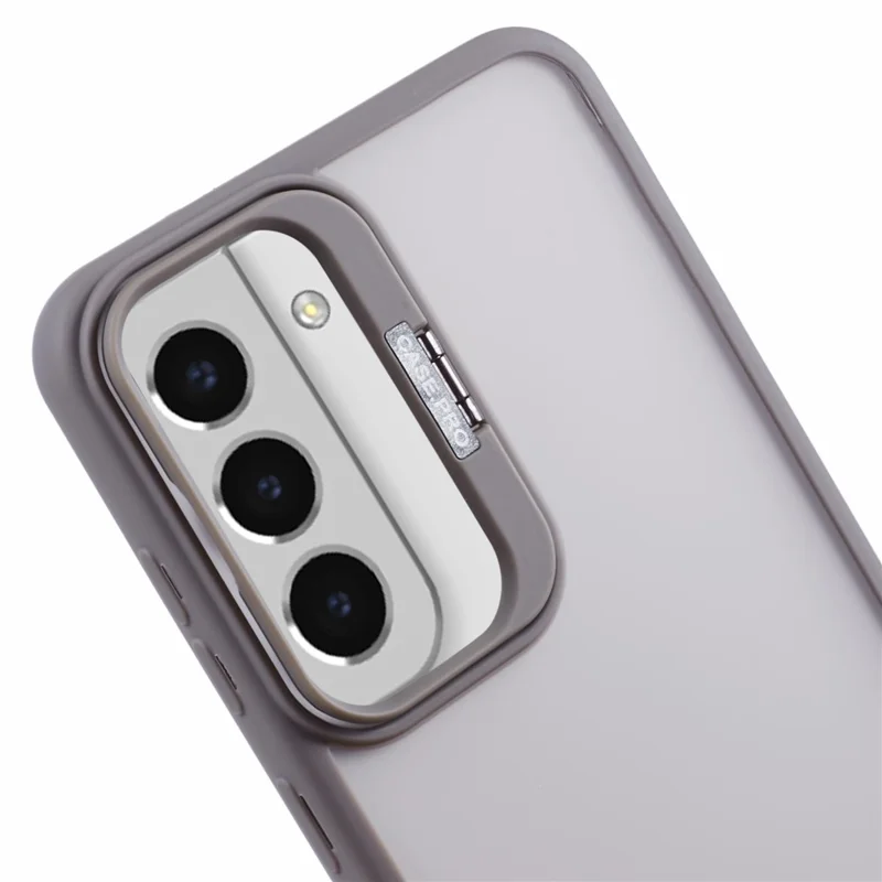 NKS Series For Samsung Galaxy S22+ 5G Case with Lens Frame Kickstand TPU+PC Phone Cover - Grey