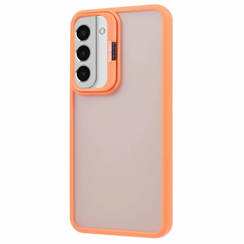 NKS Series For Samsung Galaxy S22+ 5G Case with Lens Frame Kickstand TPU+PC Phone Cover - Orange