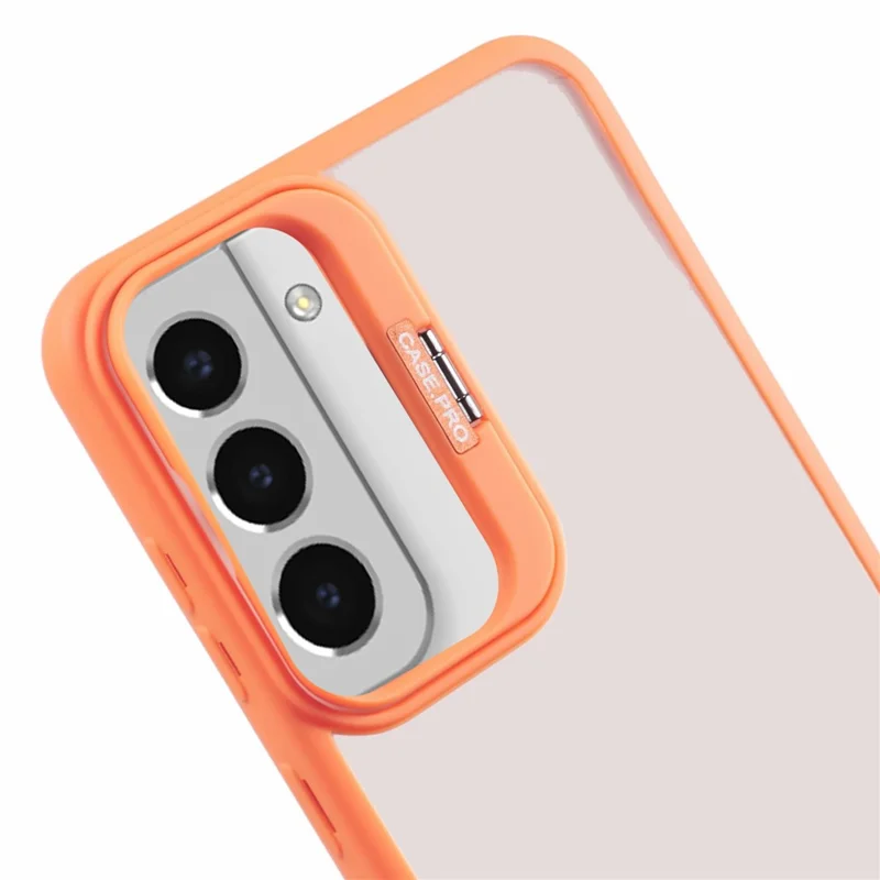 NKS Series For Samsung Galaxy S22+ 5G Case with Lens Frame Kickstand TPU+PC Phone Cover - Orange