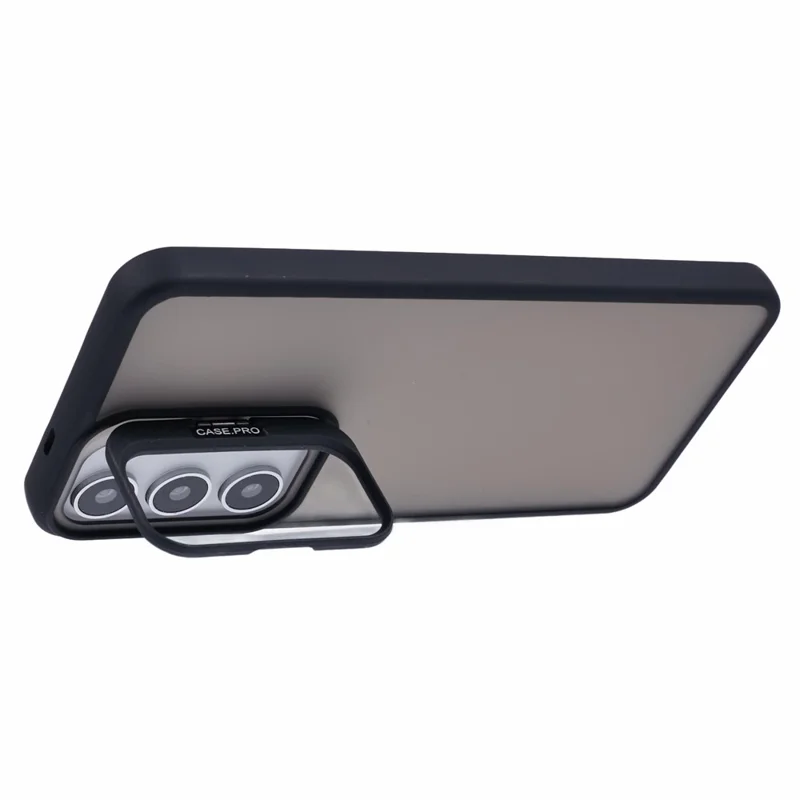 NKS Series For Samsung Galaxy S22+ 5G Case with Lens Frame Kickstand TPU+PC Phone Cover - Black